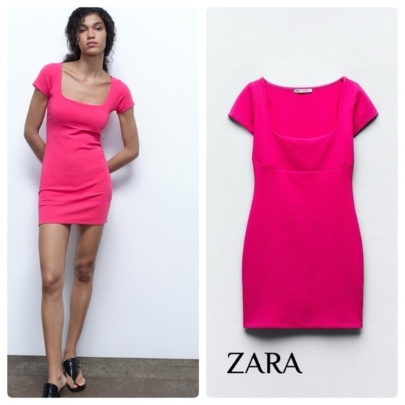 ZARA WOMEN - TAILORED SQUARE NECK DRESS - Picture 1 of 2